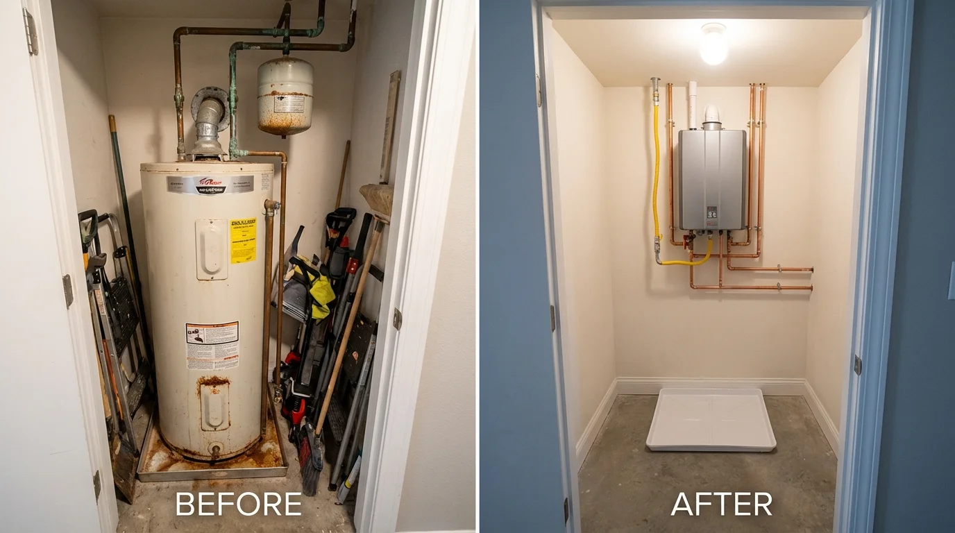 Tank water heater versus wall-mounted tankless unit comparison for Emmitsburg, MD homeowners